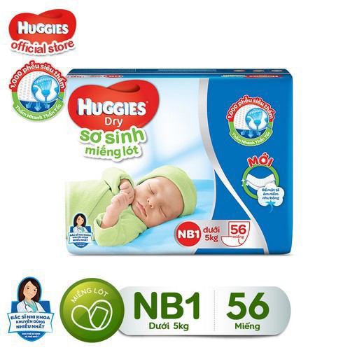 Miếng lót sơ sinh Huggies Newborn 1 (0-5kg) - N56 (Gói 56 miếng) [mẹ và con]