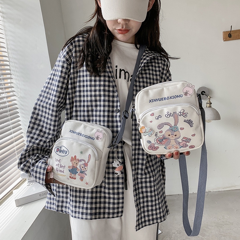 Túi Đeo Vai Bằng Vải Canvas Hình Vuông In Họa Tiết Động Vật Phong Cách Mới Cho Nữ