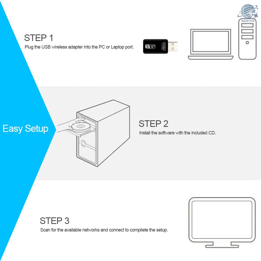 Usb Wifi Không Dây Ac1200 Usb 3.0 2.4ghz / 5.0ghz Ethernet 802.11ac Cho Laptop / Pc | BigBuy360 - bigbuy360.vn