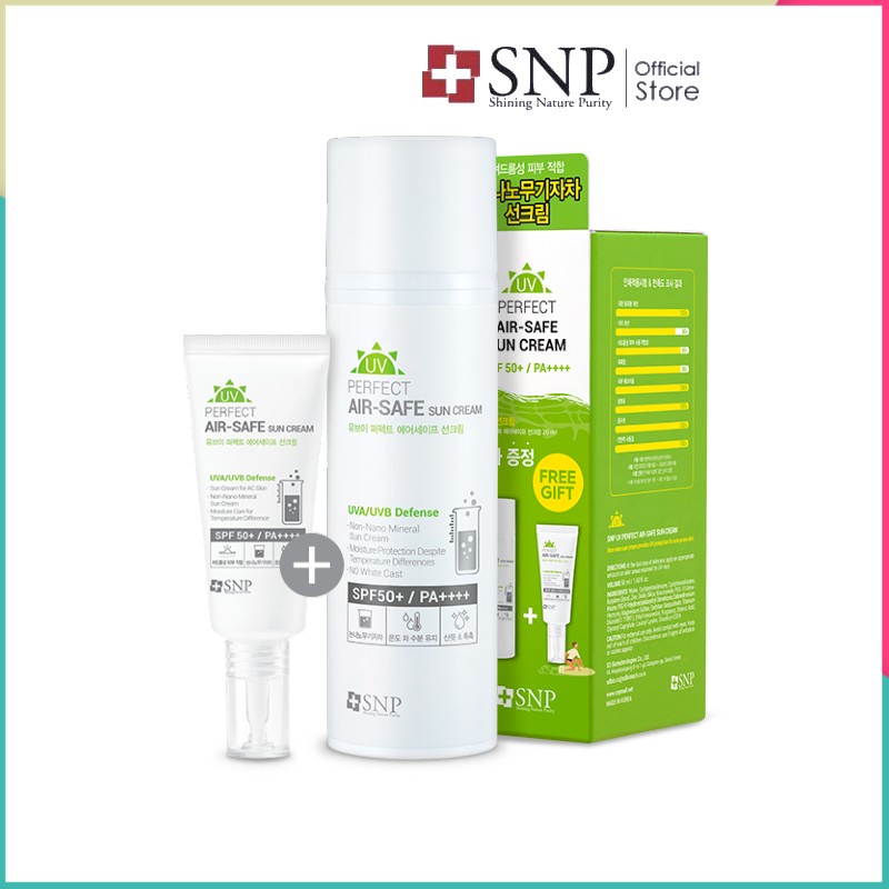 Kem Chống Nắng Trà Xanh SNP UV Perfect  Air-Safe Sun Cream Chống Nắng Vật Lý Bằng Non-Nano Dưỡng Sáng Da Bù Đắp Ẩm