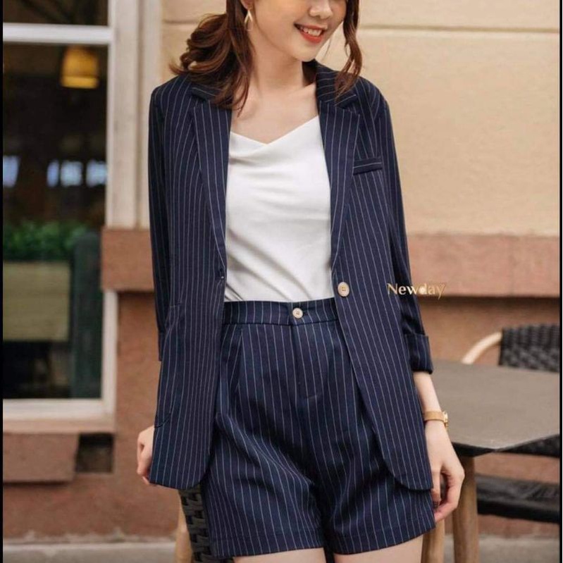 Vải tuýt xi kẻ sọc xanh than