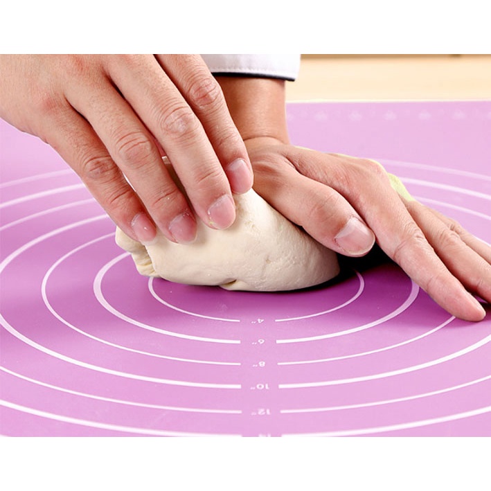 Tấm Lót, Thảm, Miếng Nhào Bột Siliocne Làm Bánh Chống Dính Chuyên Dụng 50x40cm-Tặng cọ quét gia vị đa năng