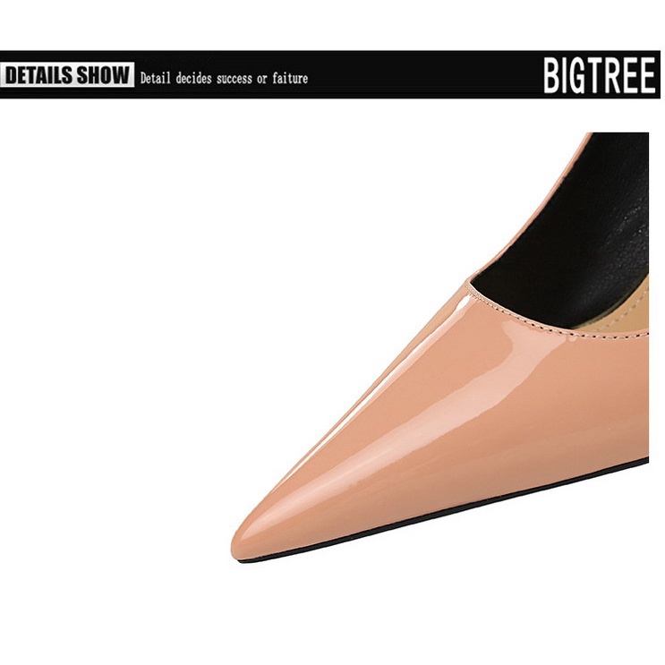 Giày cao gót BIGTREE Mall-6122-8 10cm mũi nhọn chất liệu da bóng có size lớn cho nữ