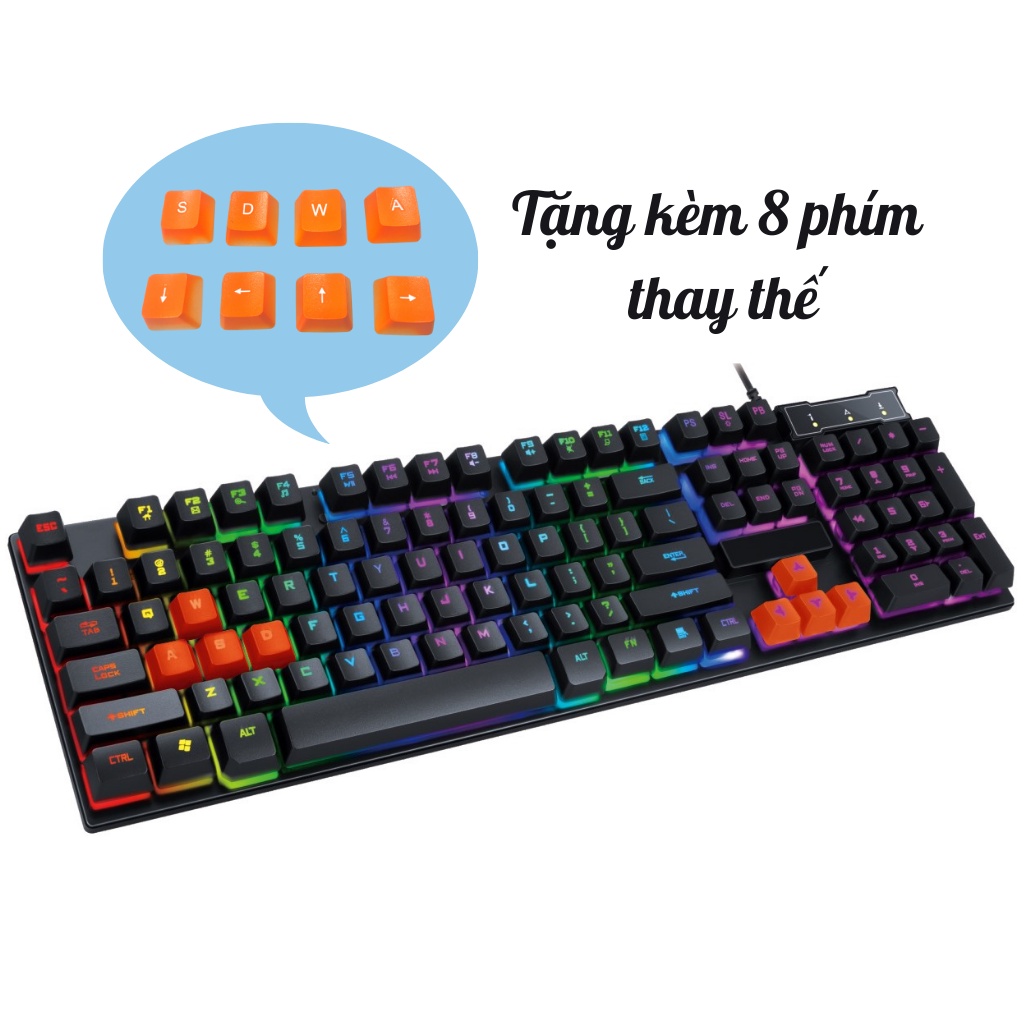 Bộ Bàn Phím Kèm Chuột Gaming G200 Plus JVJ Có Dây, LED Nhiều Màu Phong Cách Hiện Đại, Ấn Tượng - BH 6 Tháng