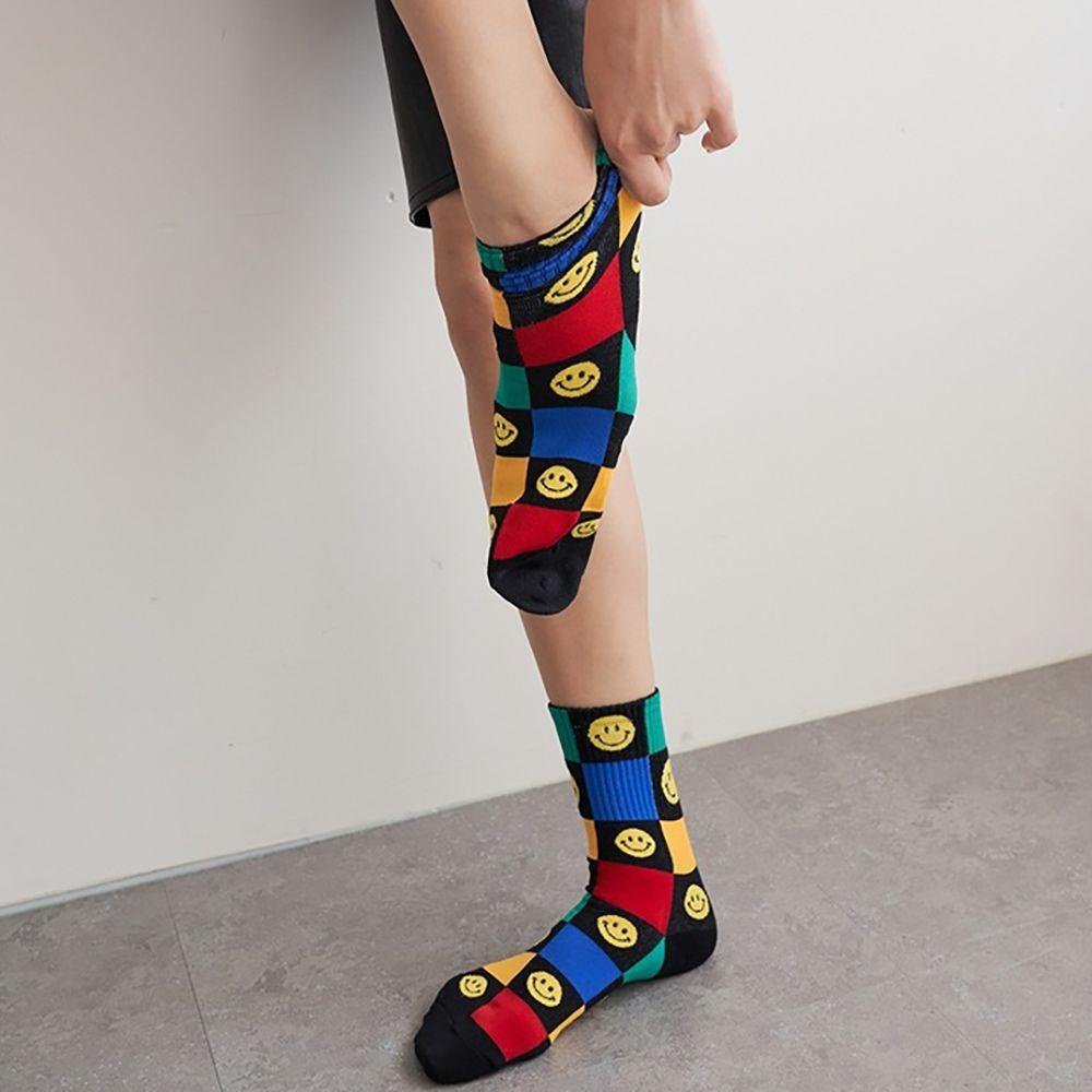 Vớ Cotton Thoáng Khí In Họa Tiết Mặt Cười Phong Cách Harajuku Thời Trang Cho Nam Và Nữ