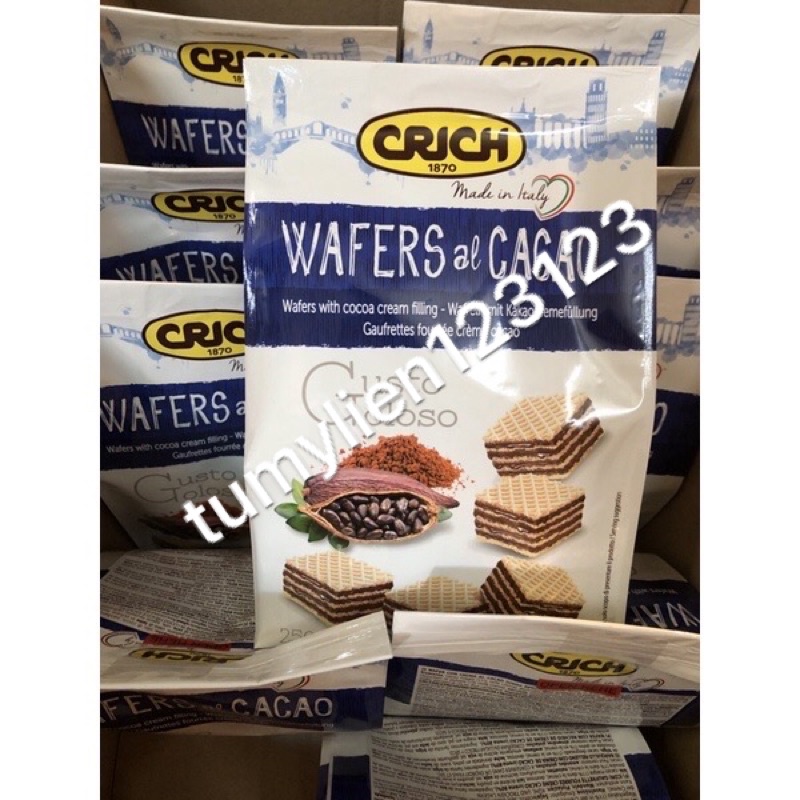 Bánh Xốp Crich Wafers vị cacao túi 250g
