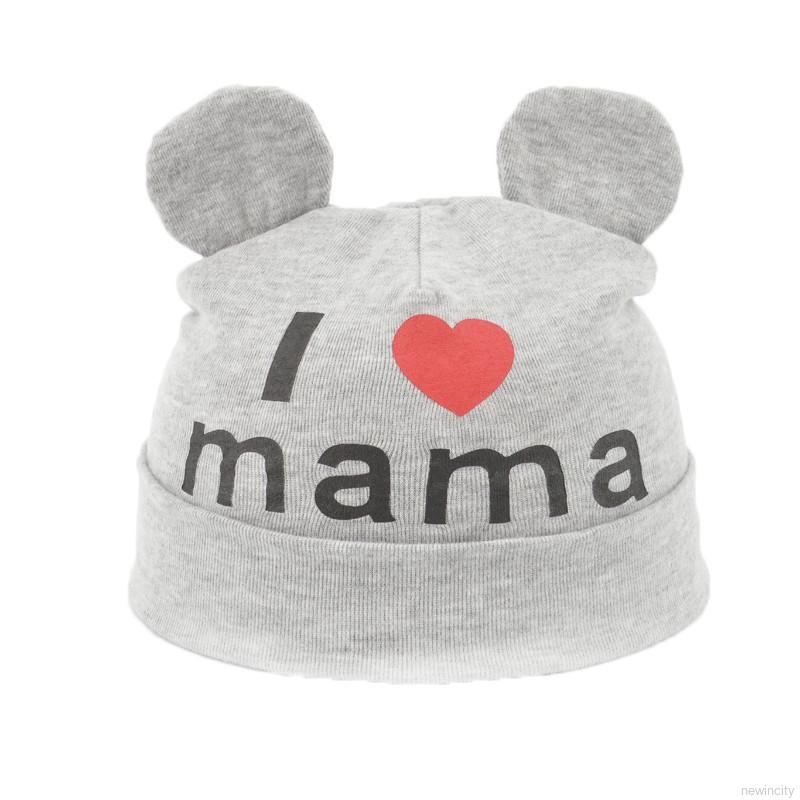 Nón trùm đầu in chữ I LOVE MAMA xinh xắn dành cho bé