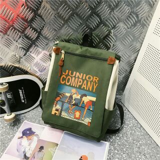 Balo Backback thời trang nam nữ chất vải Canvas chống thấm nước nắp gập kích cỡ lớn phong cách Hàn Quốc
