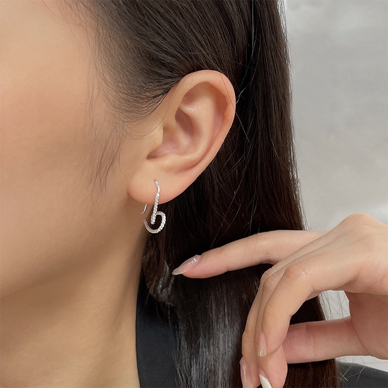 925 sterling silver heart-shaped earrings for women