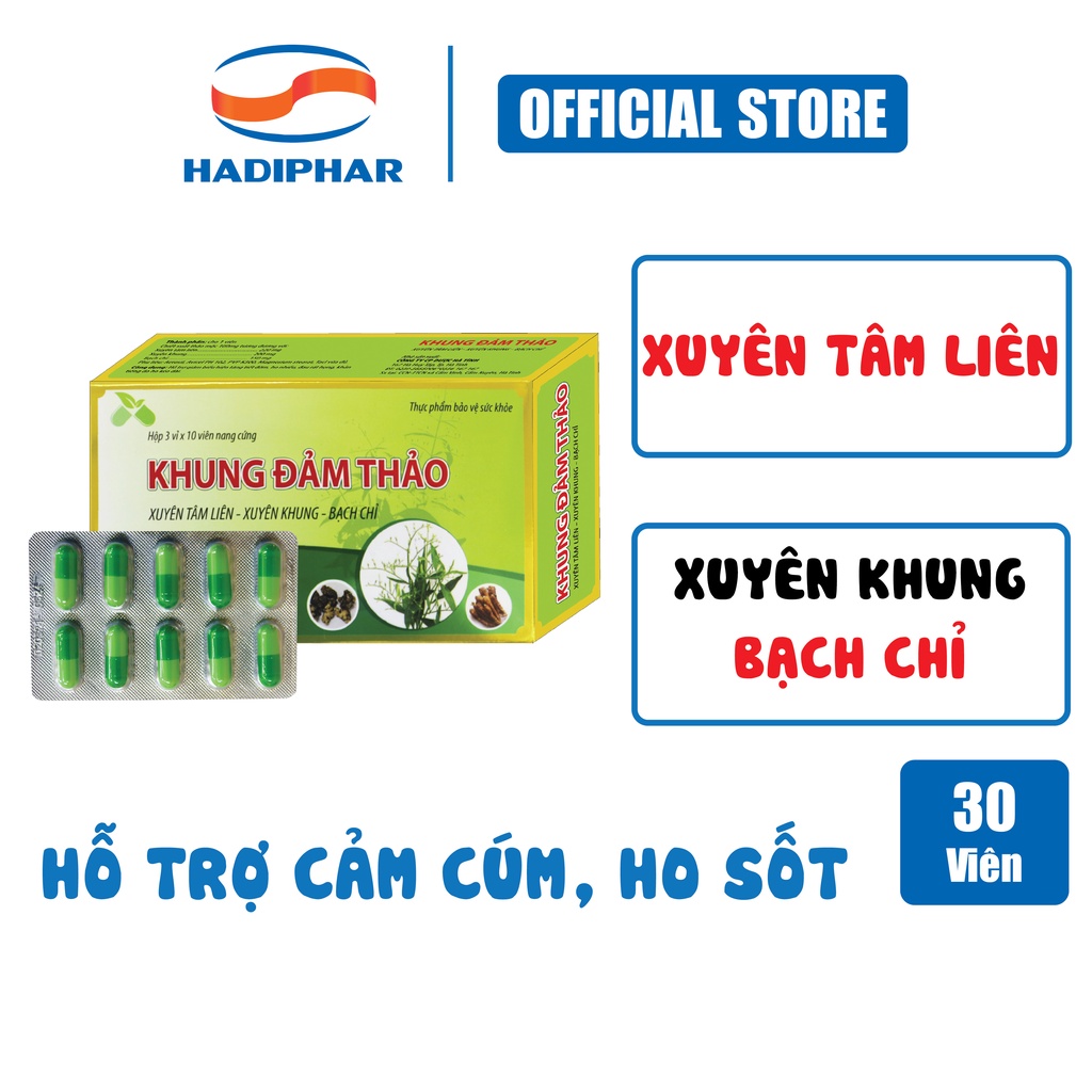 Viên uống xuyên tâm liên Khung đảm thảo hỗ trợ cảm cúm giảm ho đau rát họng (30 viên)