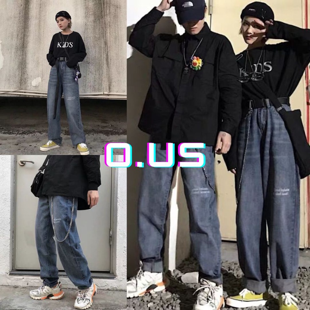 QUẦN BÒ SUÔNG JEANS THỤNG UNISEX NAM NỮ HIPHOP CHÂU ÂU