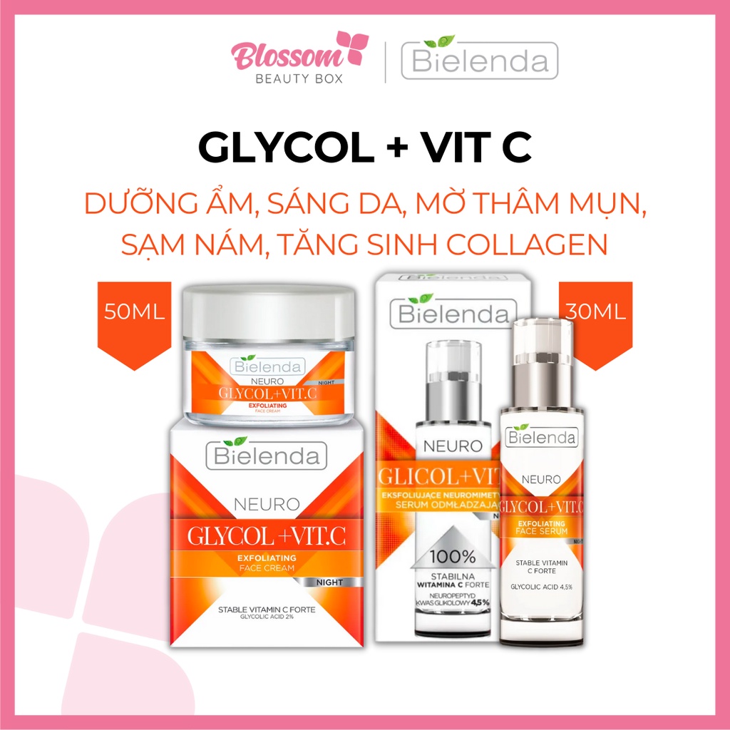 Kem dưỡng Serum sáng da Glycolic Acid + Vitamin C Bielenda Mezo