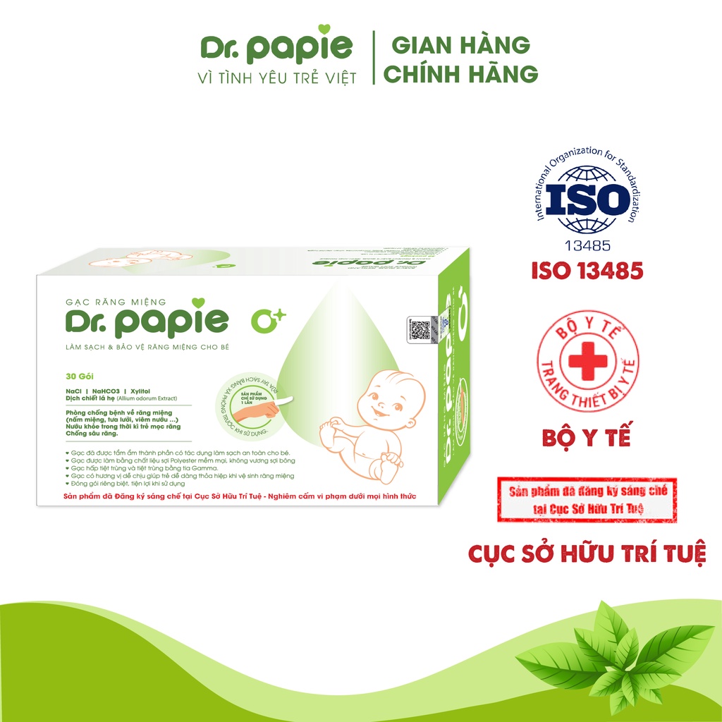 Gạc Rơ Lưỡi Dr.papie Làm Sạch Răng, Lưỡi, Nướu Và Khoang Miệng Cho Bé (1 Gói)