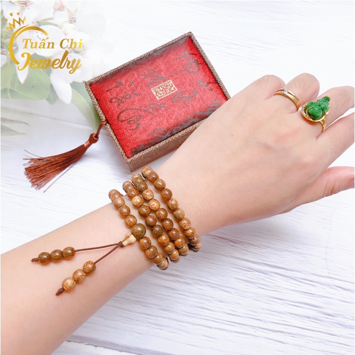 Vòng Tay Trầm Hương 💥 HÀNG CHUẨN HOT💥 Chuỗi Tràng Hạt 108 hạt- Trầm Tốc Hương Tự Nhiên, Tặng Kèm Hộp Gấm Sang Trọng