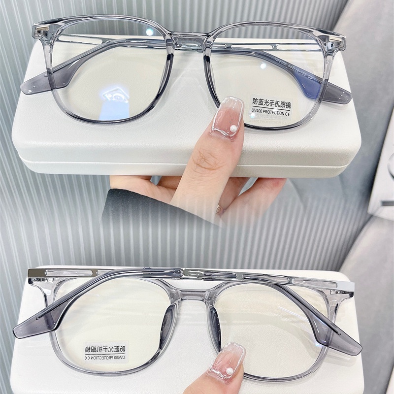Mắt Kính Gọng Vuông Chống Ánh Sáng Xanh Trong Suốt Thời Trang Hàn Quốc