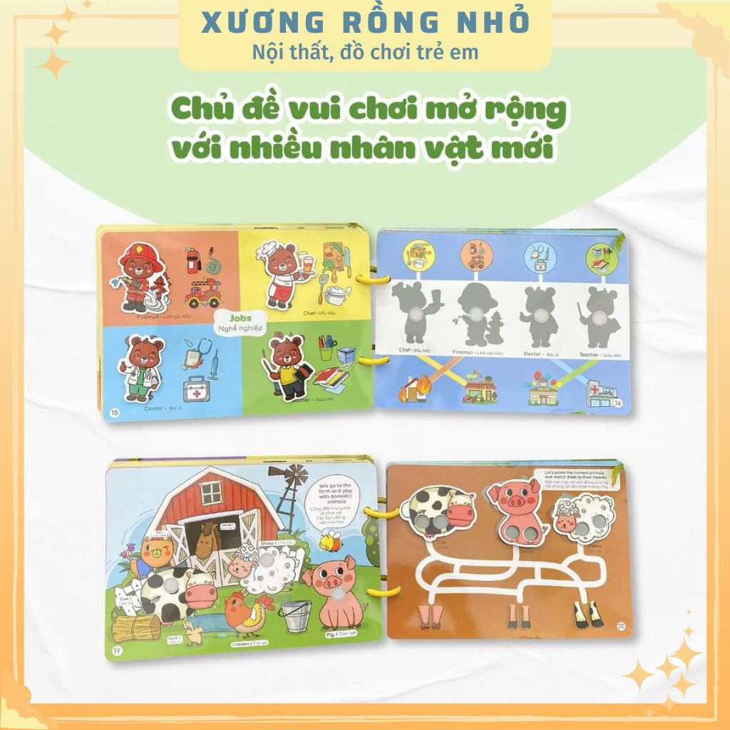 Combo 2 phiên bản beezi book - Sách bóc dán vui nhộn cho bé - Lalalababy