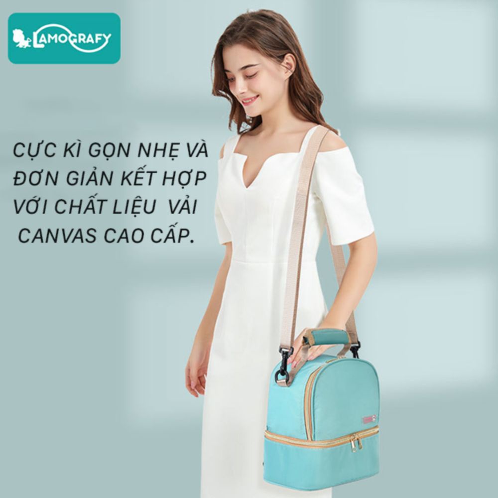 Free Ship  Balo giữ lạnh sữa mẹ cao cấp thương hiệu Lamografy