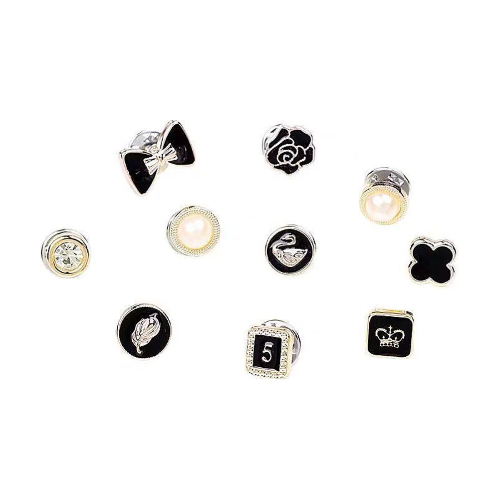 Set 10 Ghim Cài Áo Khoác / Khăn Choàng Đính Ngọc Trai Giả Phong Cách Hàn Quốc Thời Trang Cho Nam Và Nữ
