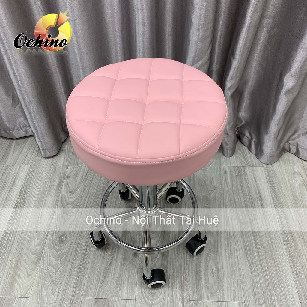 Ghế Cắt Tóc Cho Thợ Chính Cao Cấp, Ghế Xoay Spa Cao Cấp Có Bánh Xe Mẫu Tròn múi Dành Cho Phun Săm, Nối Mi