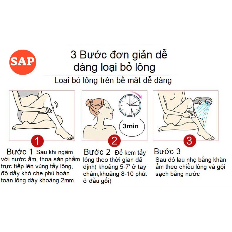 Kem tẩy lông Hair Removing Tẩy Hết Các Loại Lông, Tẩy Lông Chân, Wax Lông Nách, Chân, Bikini Mà Không Đau Rát