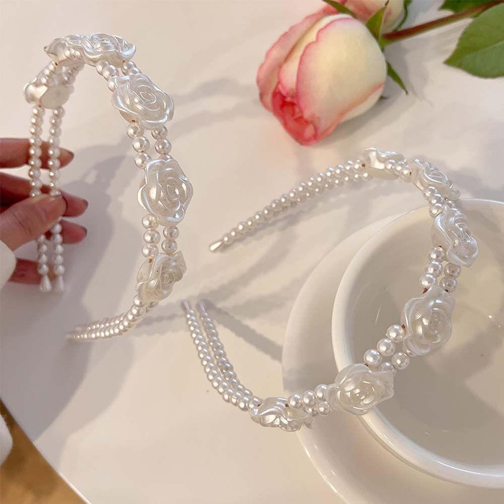 ANEMONE Băng Đô Cài Tóc Đính Hoa Hồng Đơn Giản Cho Nữ