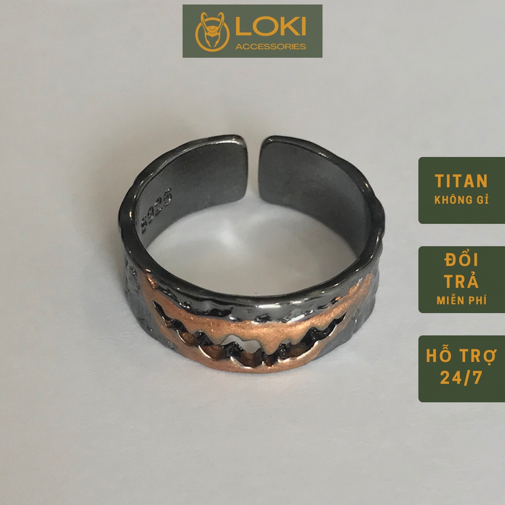 Nhẫn nam nữ tròn Loki Accessories màu bạc thời trang chất Titan đẹp đơn giản không gỉ - Nhẫn Joker