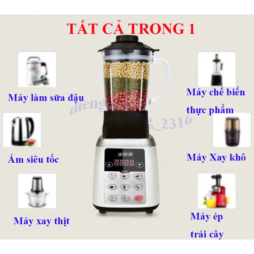 Máy xay sữa hạt, xay sinh tố, thịt, bơ, đá lạnh, tích hợp nấu tự động, hẹn giờ