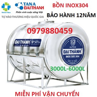 Bồn nước inox Đại Thành 3000 lít nằm