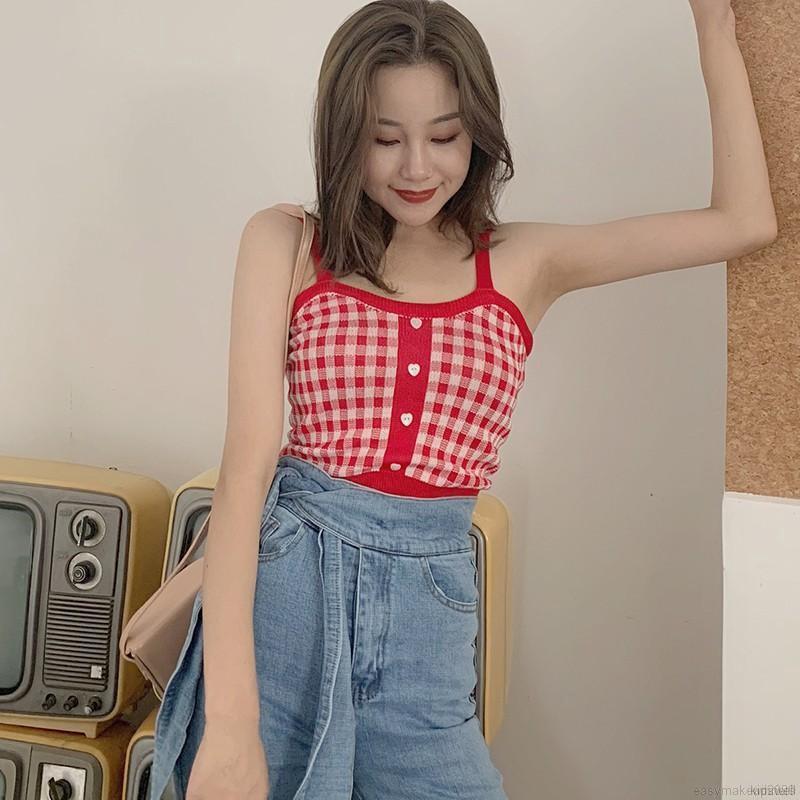 Áo croptop dệt kim hoạ tiết kẻ sọc caro kiểu dáng quyến rũ | BigBuy360 - bigbuy360.vn