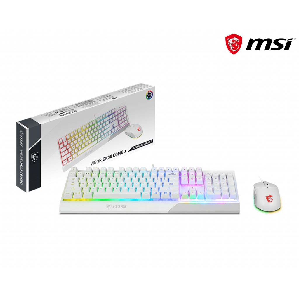 Bộ bàn phím chuột gaming giả cơ MSI Vigor GK30 màu trắng