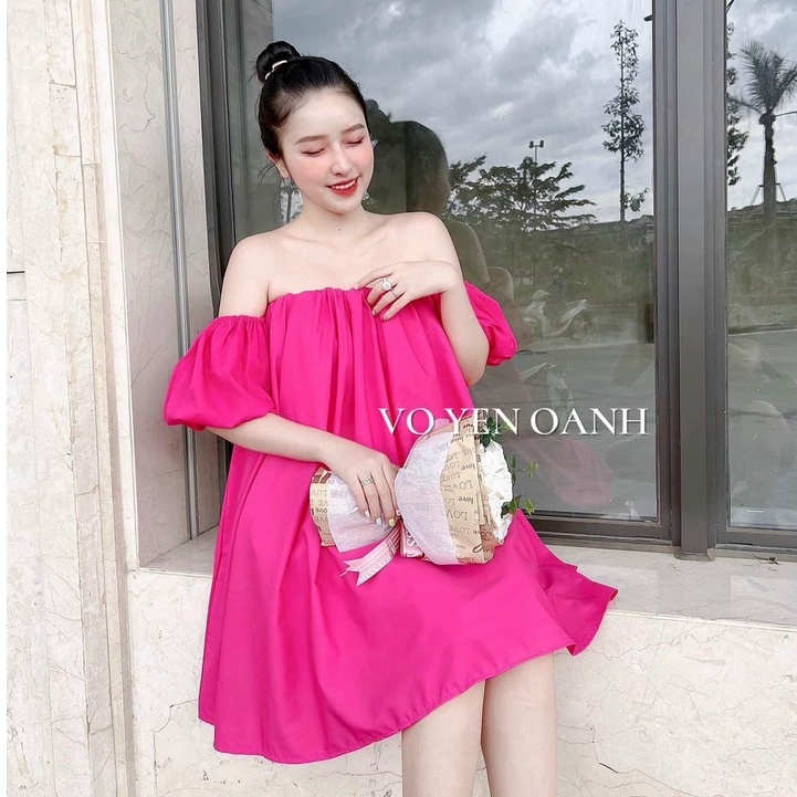 [QÙA TẶNG LÀ DÂY BUỘC TÓC BẠN NHÉ] Váy Trễ Vai Tay Bồng Nhiều Màu Chất Thô Trượt Không Nhăn Nhàu | BigBuy360 - bigbuy360.vn