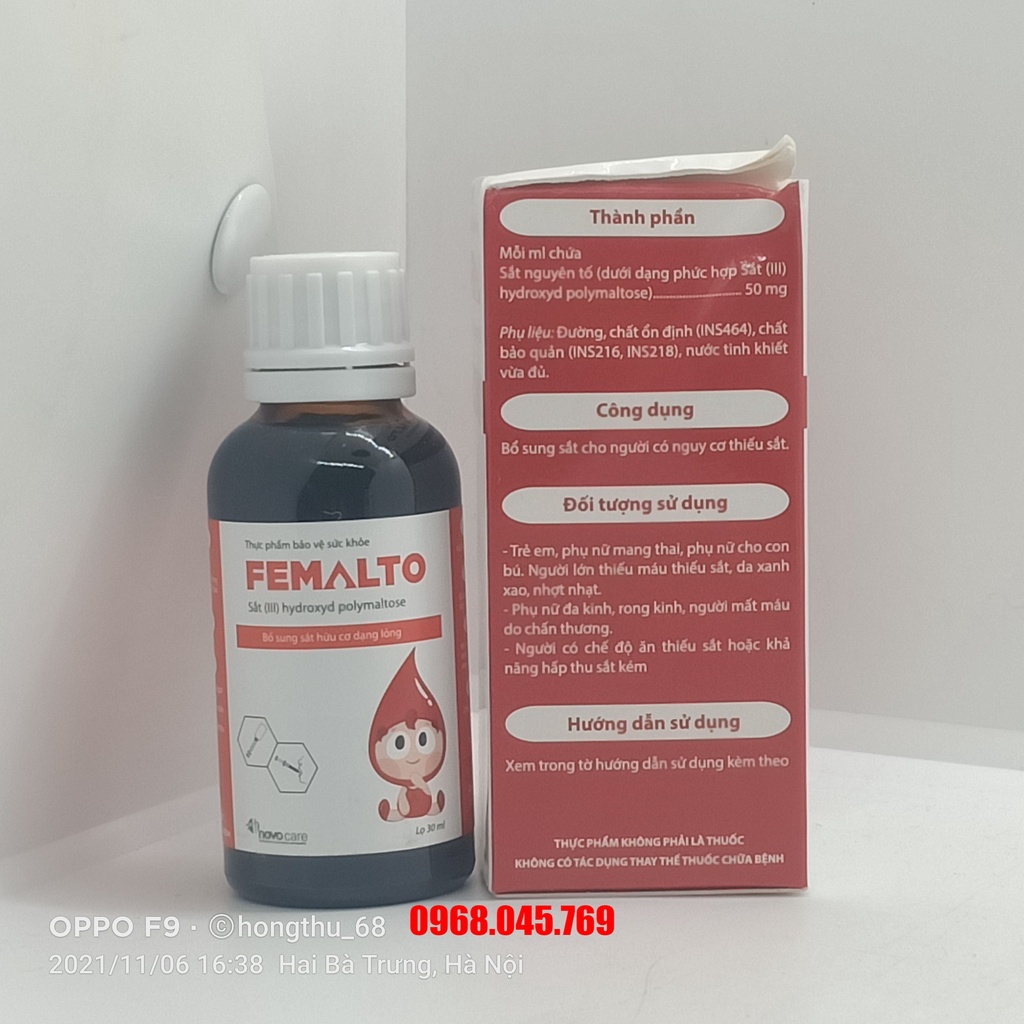 Femalto Drops - Sắt hữu cơ nhỏ giọt (dành riêng cho mẹ bầu ốm nghén)