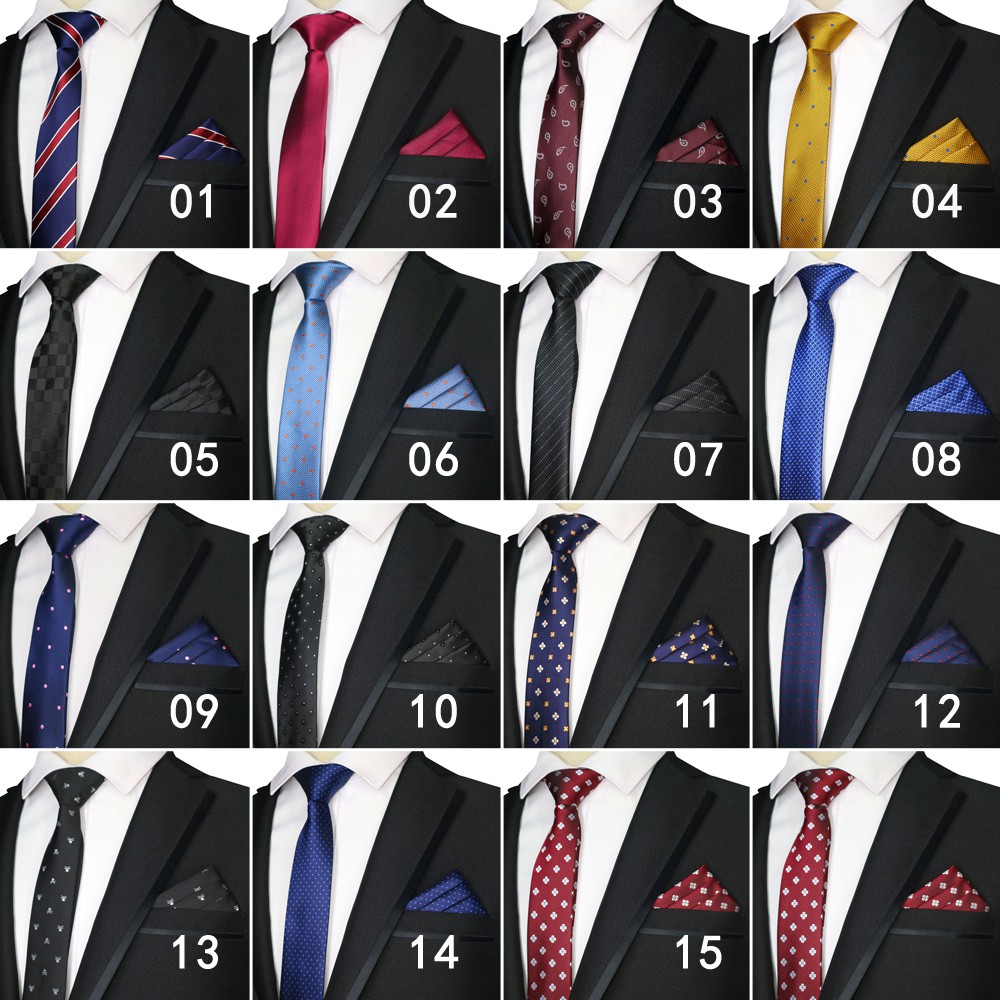 Cà Vạt Vuông Bản Nhỏ 5CM Họa Tiết Chấm Bi Cho Nam