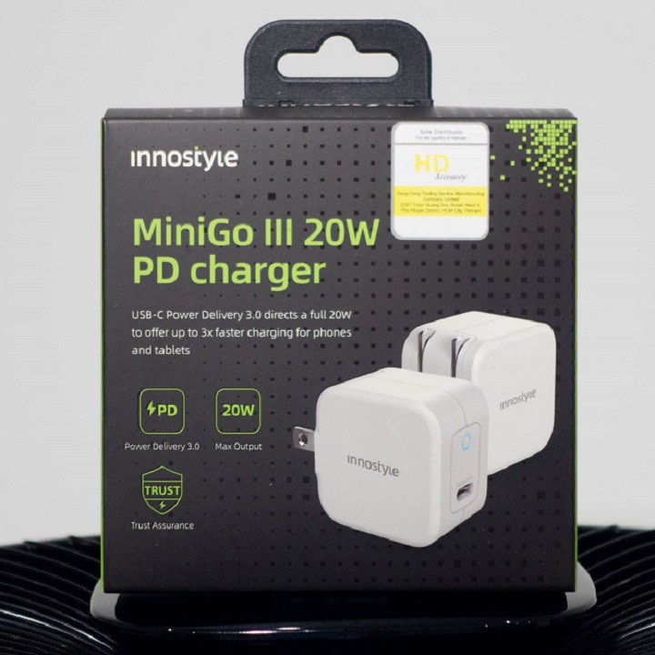 Sạc Nhanh INNOSTYLE USB-C PD 20W Minigo III White IC20PDWHI