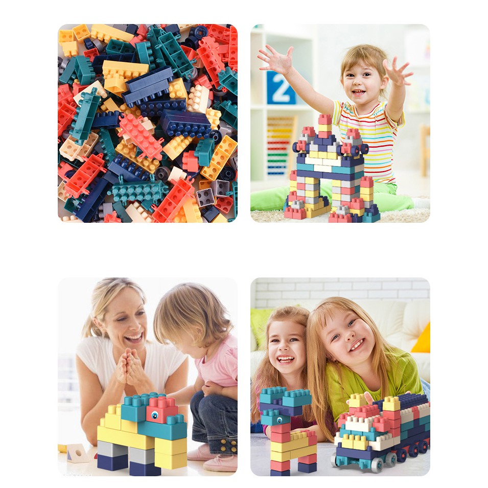 Bộ xếp hình 520-400-360-300-260-220 chi tiết phát triển trí tuệ cho trẻ em, chất liệu an toàn, mẫu chi tiết đa dạng