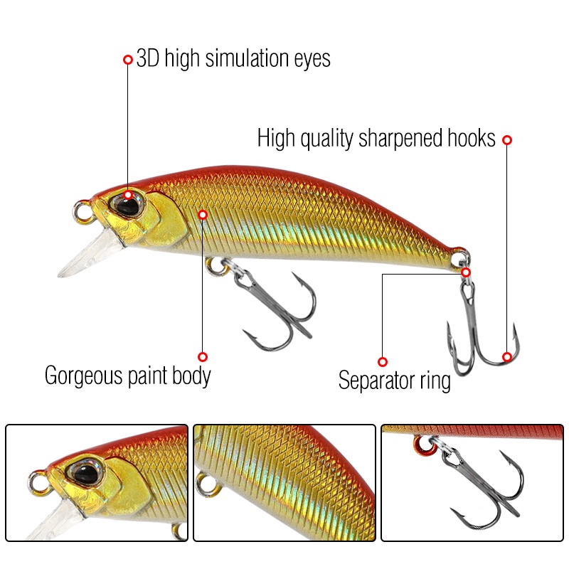 Mồi câu cá tokushima 3D bằng nhựa có 35 màu 5g / 5cm