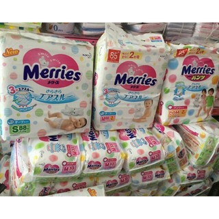 Bỉm Merries 💝FREESHIP💝 Merries Nội Địa Nhật Chính Hãng Cộng Miếng Dán/Quần đủ size NB96/S88/M68/M64/L58/L50/XL44/XXL28