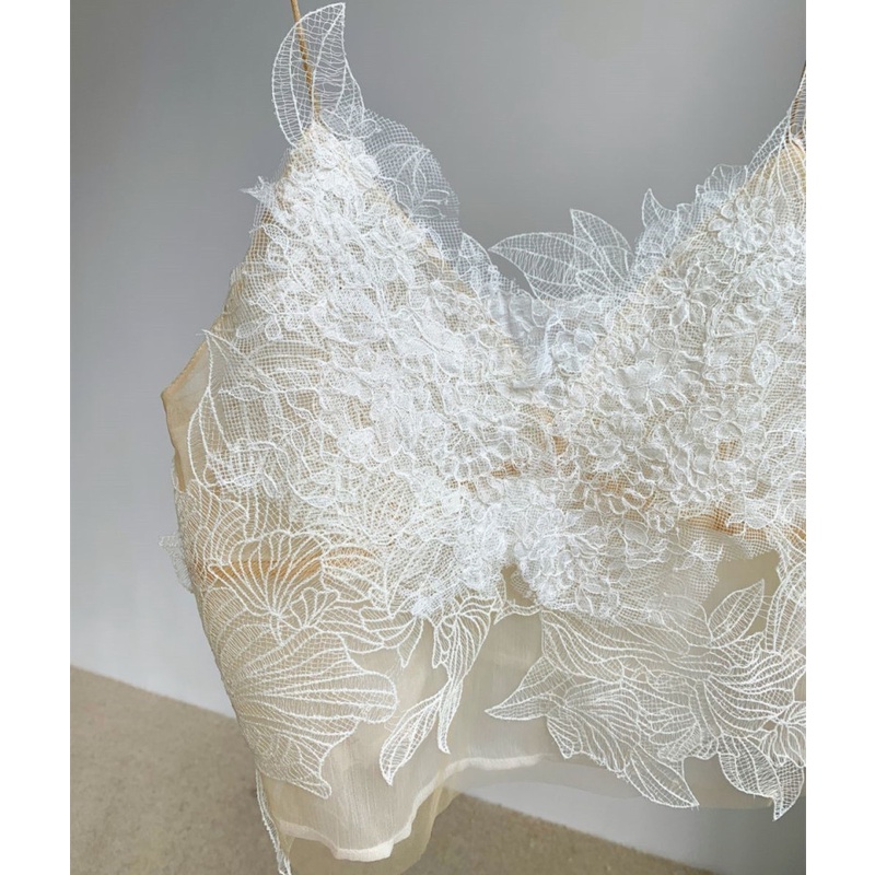 Áo Hai Dây Ngắn Phối Ren Quyến Rũ Thời Trang Mùa Hè Cho Nữ