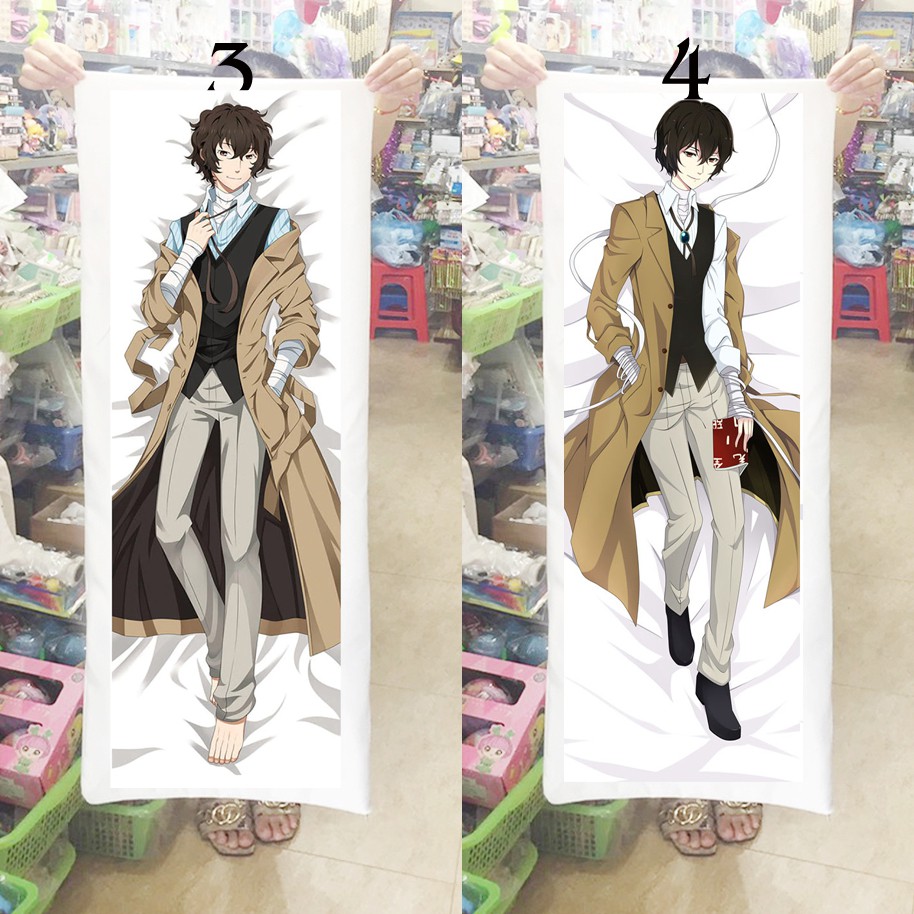 Gối ôm Gối ngủ Anime Bungou Stray Dogs Dazai Osamu,dongs chap,soukoku,...có ruột bông (Tặng 1 poster hoặc 1 huy hiệu)