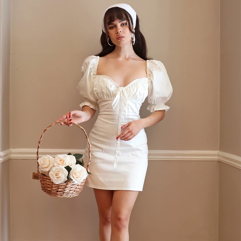 DUNEA Đầm tay bèo màu trơn dành cho nữ