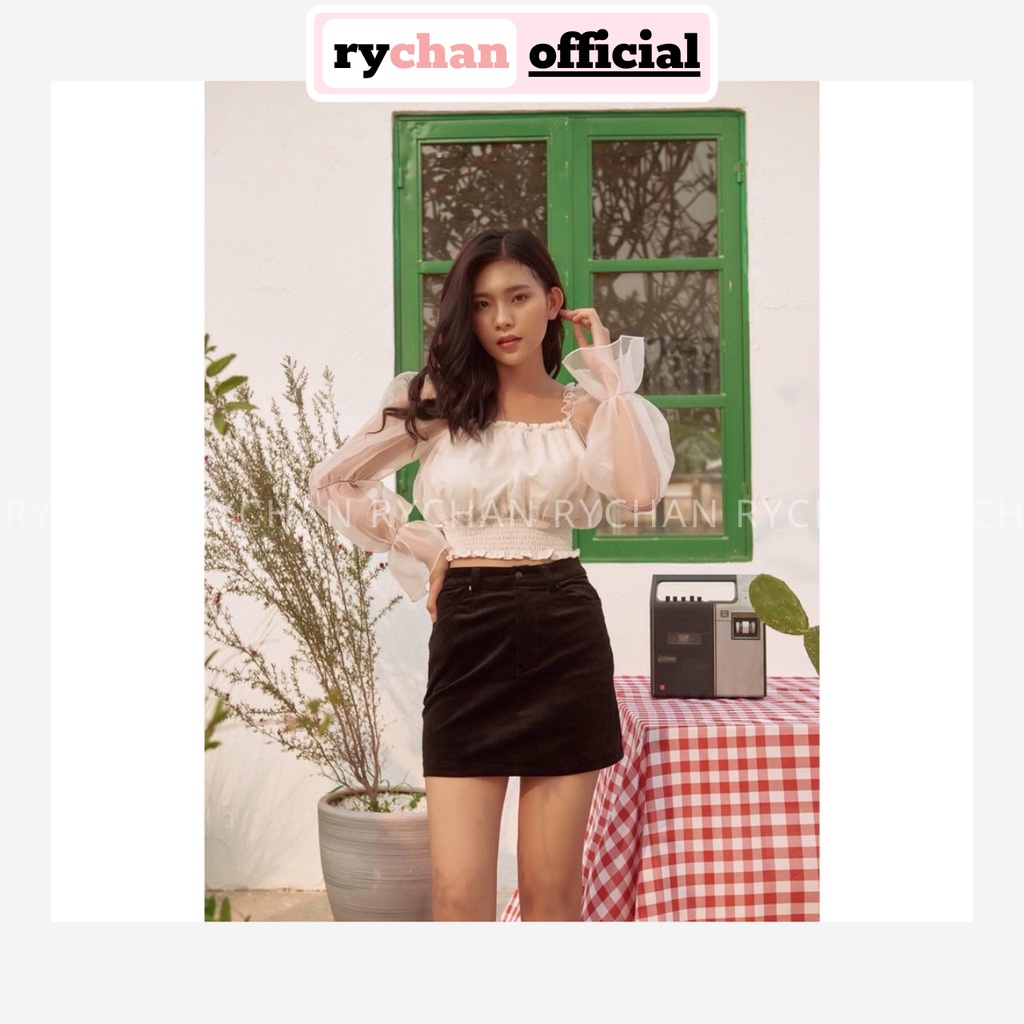 Áo Croptop Trắng Phối Lưới - CR810