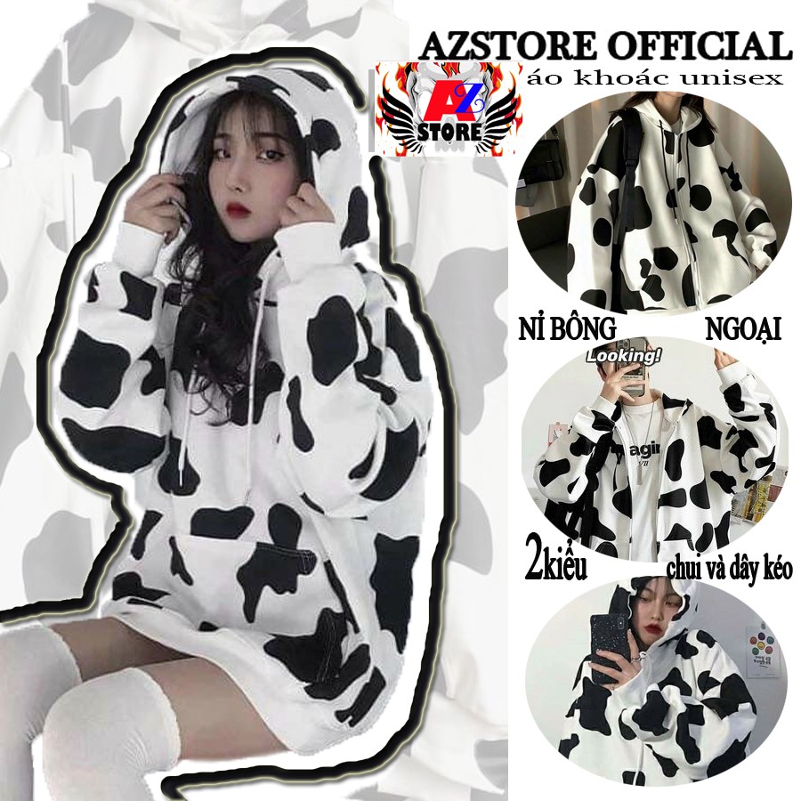 🐾🐄(FREESHIP)🐄❤ áO Khoác Hoodie Nam Nữ Unisex - Nỉ Bông in 3D Bò Sữa Dây Kéo/Chui bao Hot AzStore | BigBuy360 - bigbuy360.vn