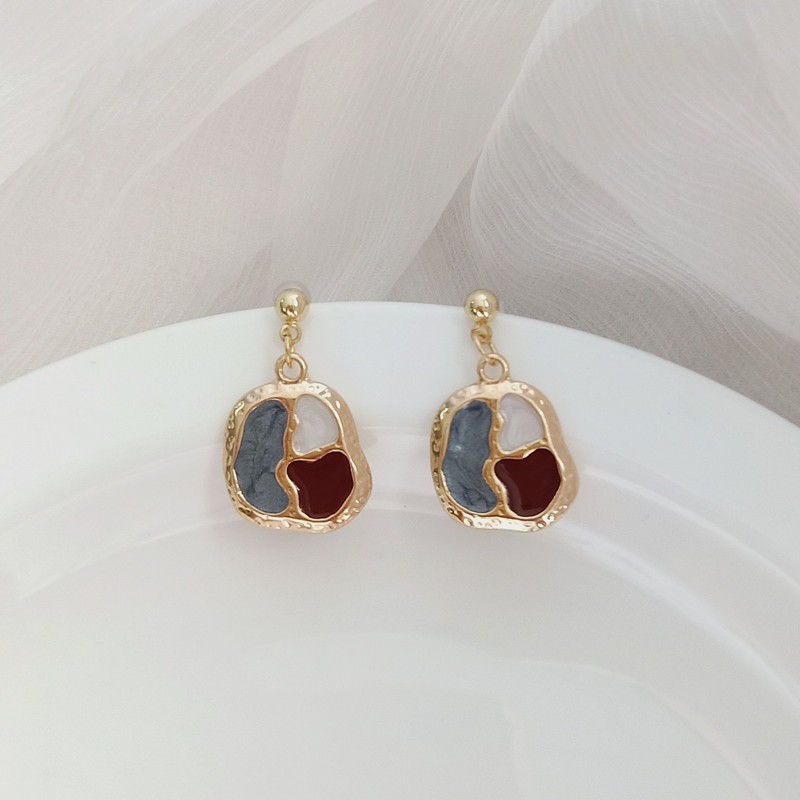 Khuyên tai kẹp không bấm lỗ chốt điều chỉnh K013 bằng hợp kim mạ vàng hình khối dáng midi Leous Accessories