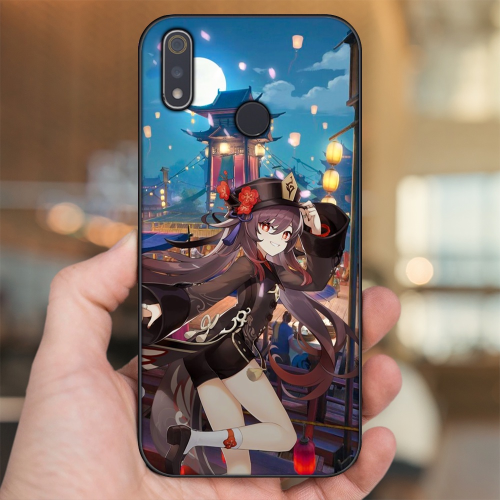 Ốp lưng Realme 3, 3 Pro viền đen in hình Hutao Genshin Impact