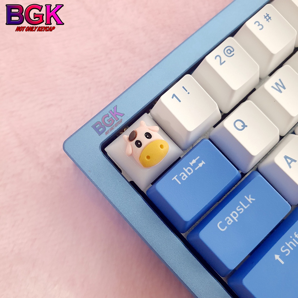 Keycap Artisan nút bàn phím cơ Gấu Trúc, Bò Sữa Siêu Dễ Thương Xuyên LED