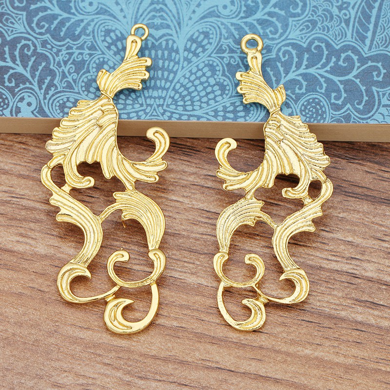 1 cặp phiến đúc họa tiết 25*60.5mm nguyên liệu làm trâm làm trang sức cổ trang cosplay cổ phục có màu KC