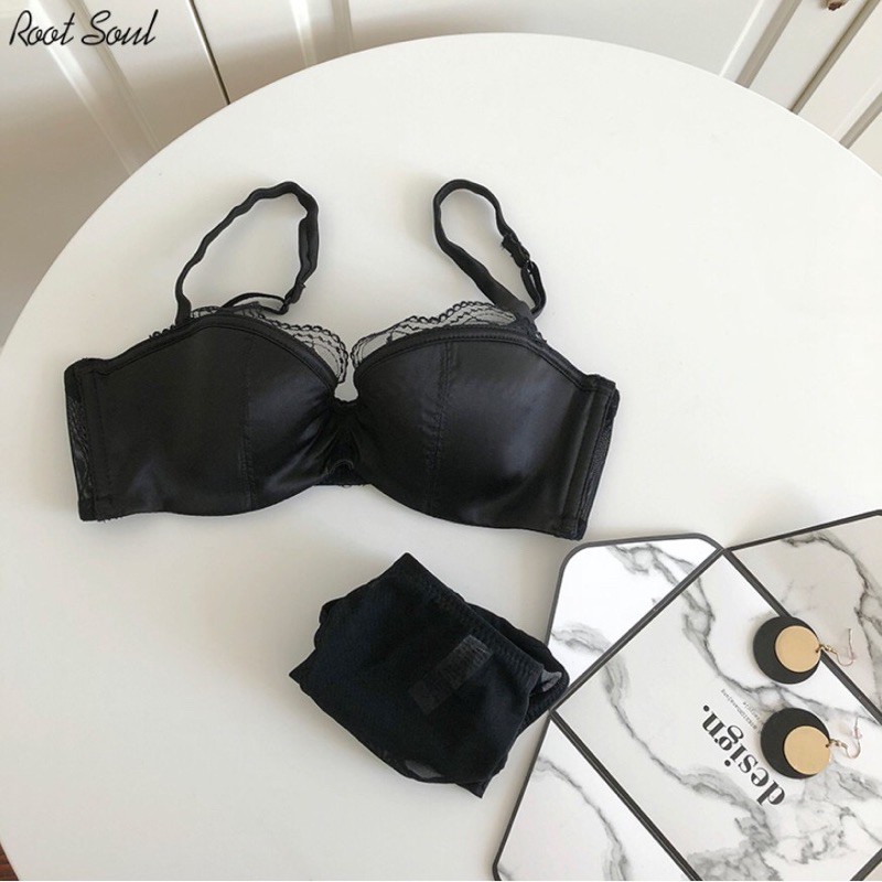 Bộ đồ lót cotton phối lụa satin có gọng đệm mỏng nhẹ nhàng sexy quyến rũ - THAOCHERRY BL09