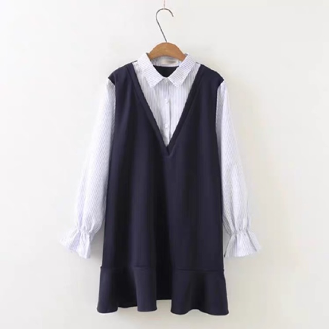 Đầm đuôi cá liền áo sơ mi thanh lịch ulzzang 🎀🎀 | BigBuy360 - bigbuy360.vn