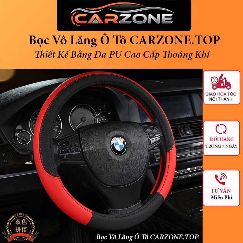 Bọc Vô Lăng Ô Tô Bằng Da PU Cao Cấp – Vô Lăng Size 38 CARZONE.TOP