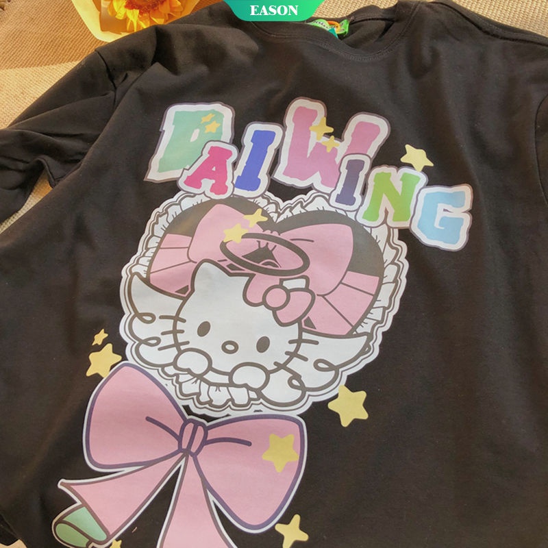 Áo Thun Tay Ngắn In Hình Mèo Hello Kitty Dễ Thương Cho Nam Và Nữ